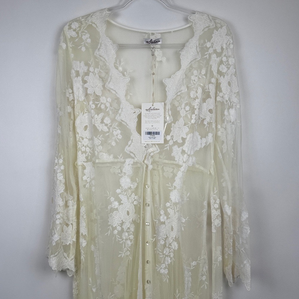 Arnhem Lace Bohemian Maple Maxi Dress Kimono Duster White Festival Size 6 NWT - Picture 6 of 15